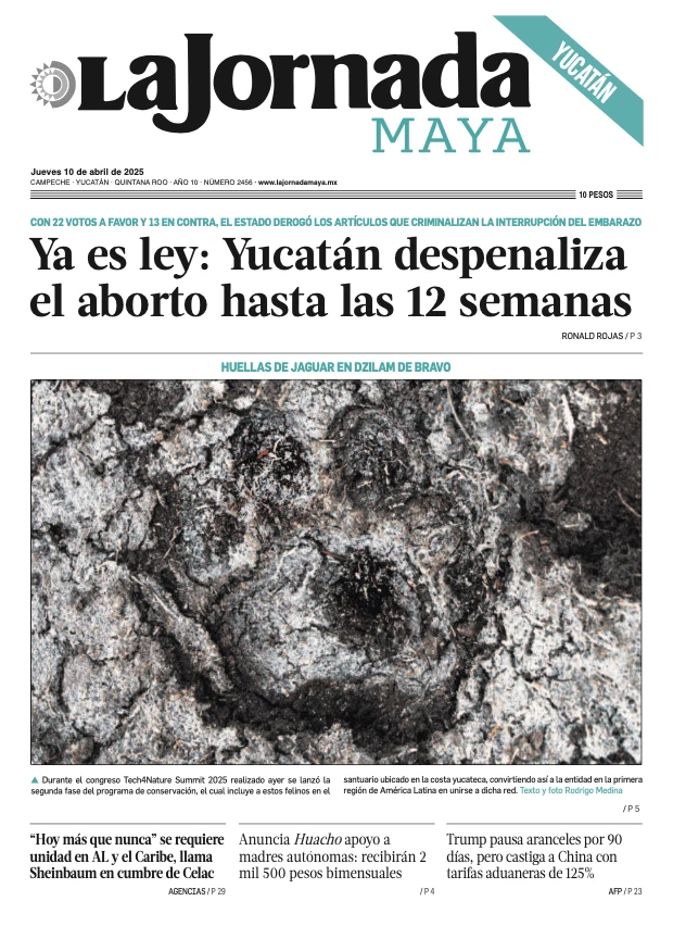 Portada de La Jornada Maya Yucatán del jueves, 10 de abril de 2025