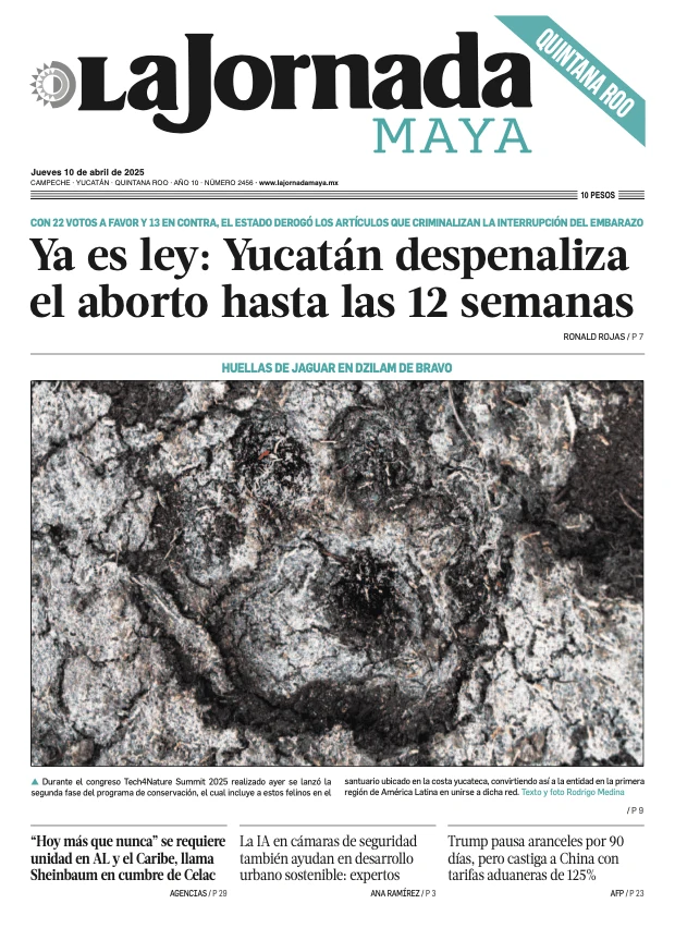 Portada de La Jornada Maya Quintana Roo del jueves, 10 de abril de 2025