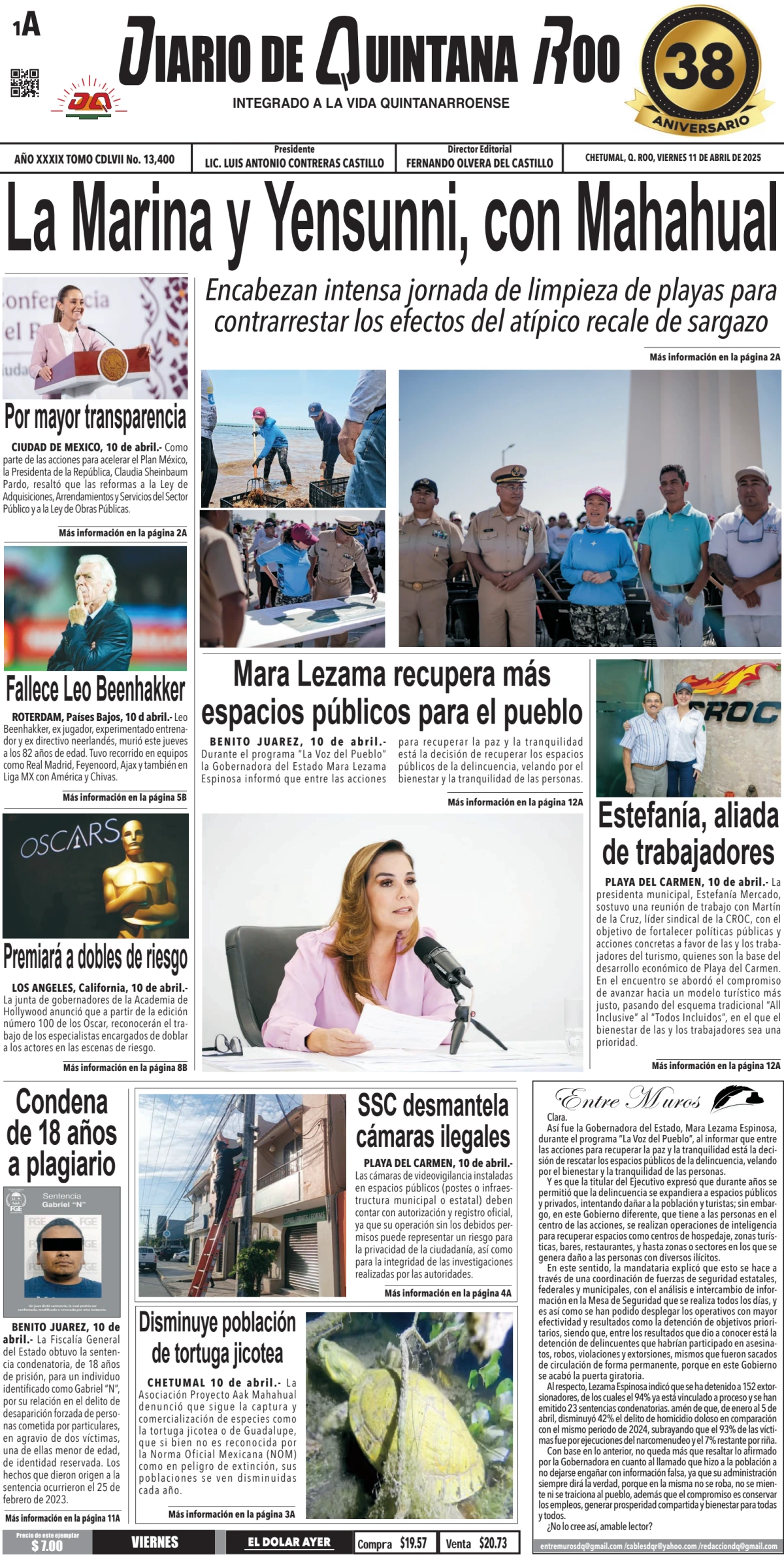 Portada de Diario de Quintana Roo (portada)