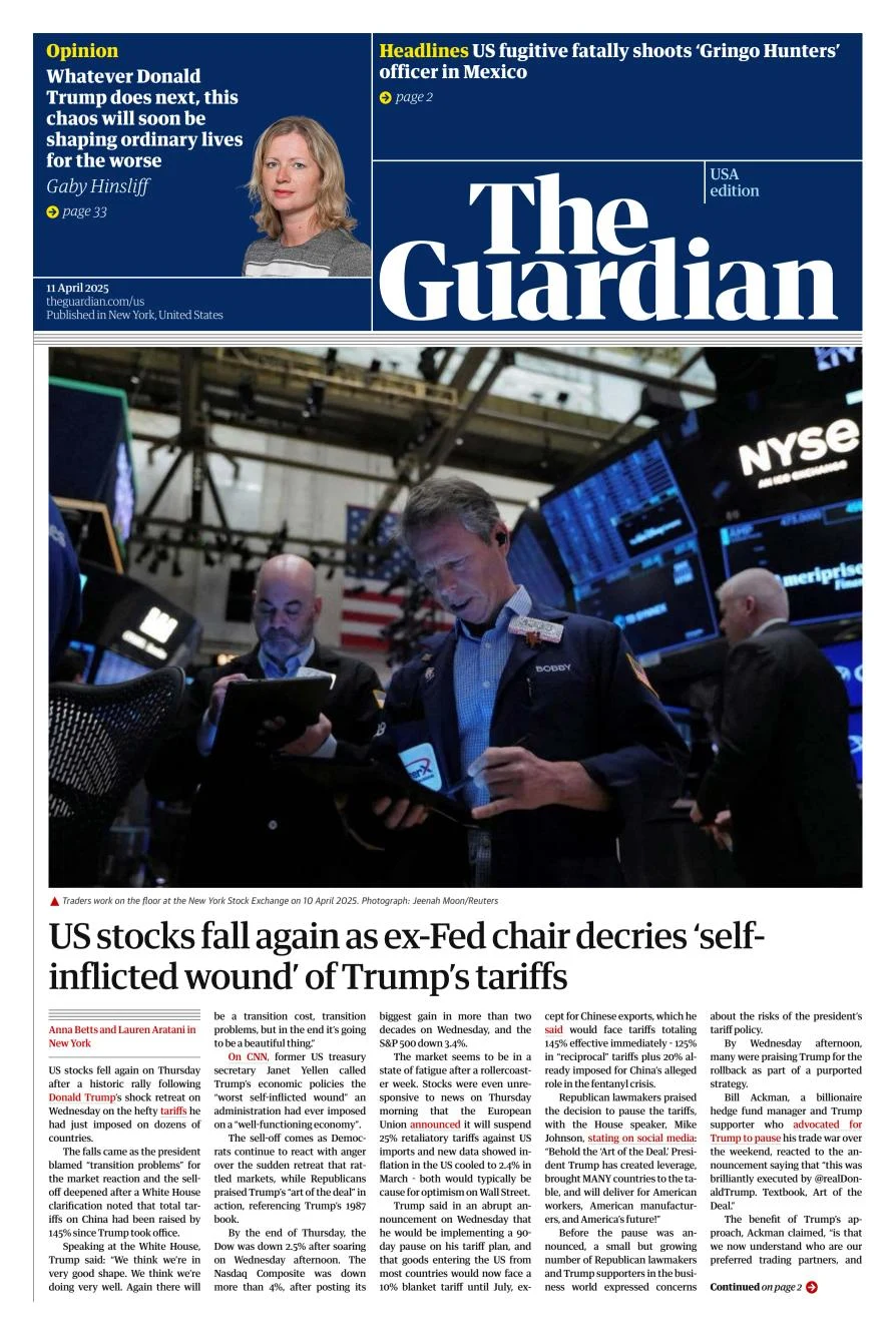 Portada de The Guardian (usa)