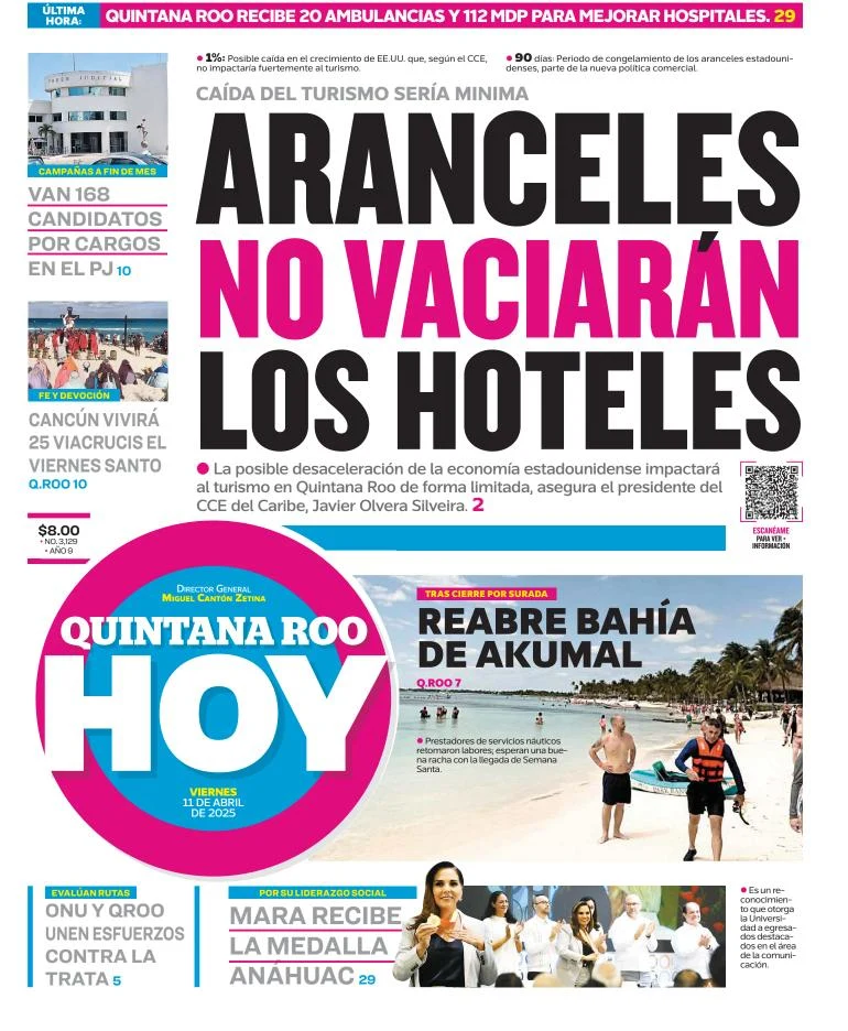 Portada de Quintana Roo Hoy del viernes, 11 de abril de 2025