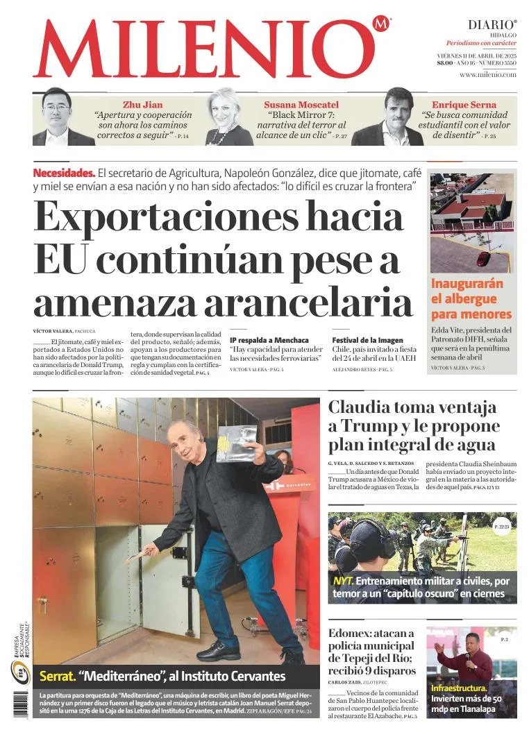 Portada de Milenio Hidalgo del viernes, 11 de abril de 2025