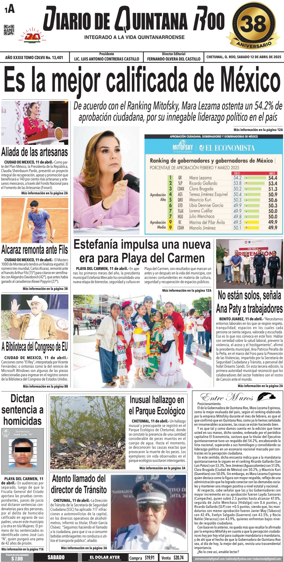 Portada de Diario de Quintana Roo (portada)