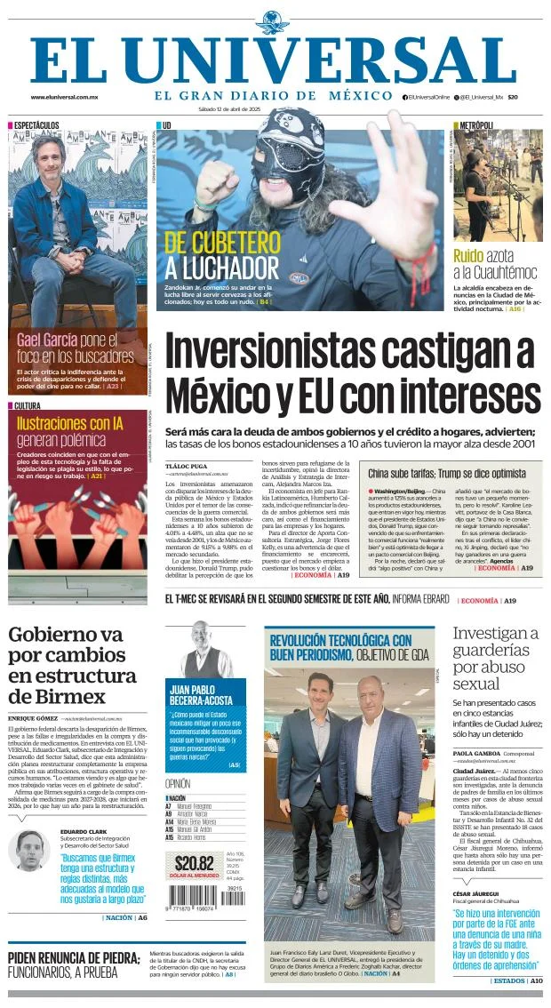 Portada de El Universal