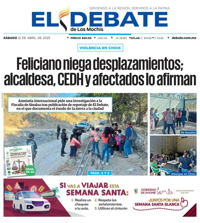 Portada de El Debate de los Mochis del sábado, 12 de abril de 2025