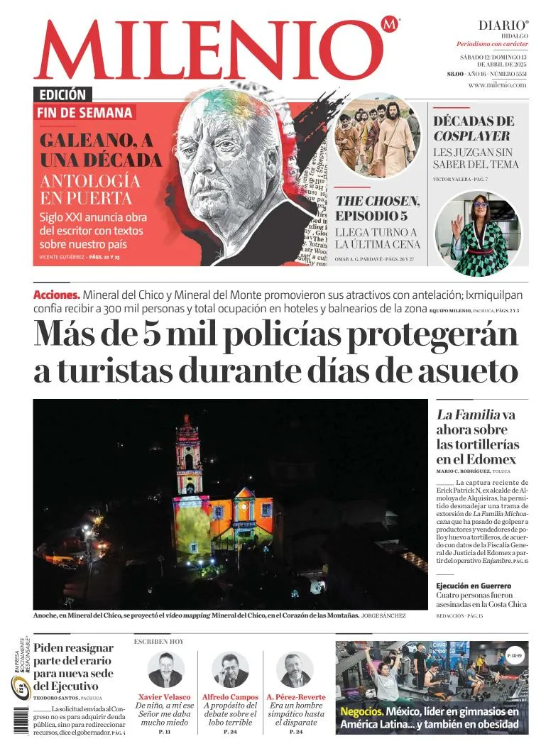 Portada de Milenio Hidalgo del sábado, 12 de abril de 2025