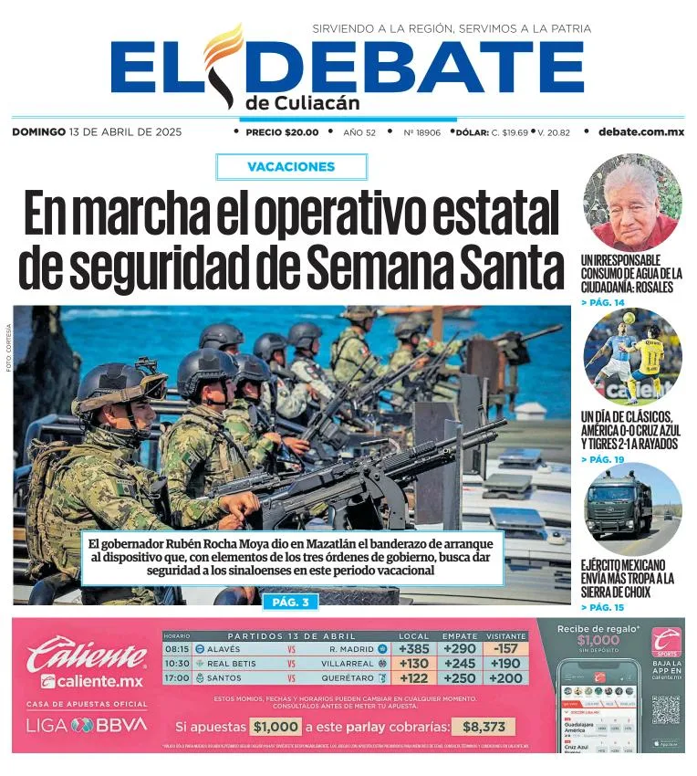 Portada de El Debate de Culiacan