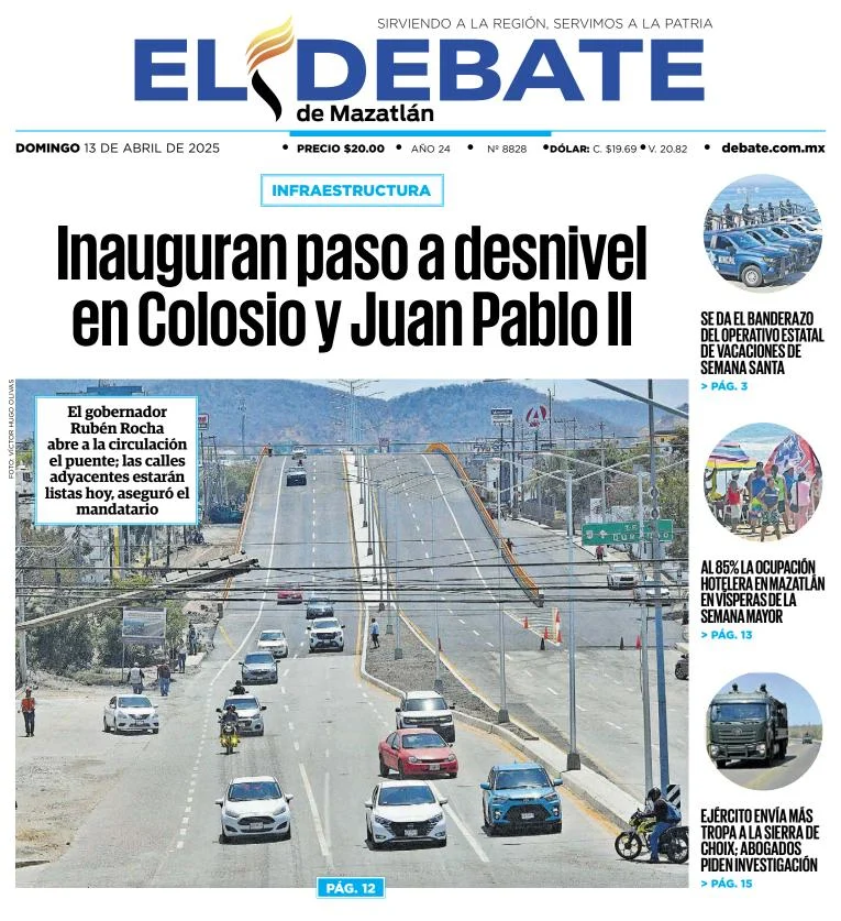 Portada de El Debate de Mazatlan