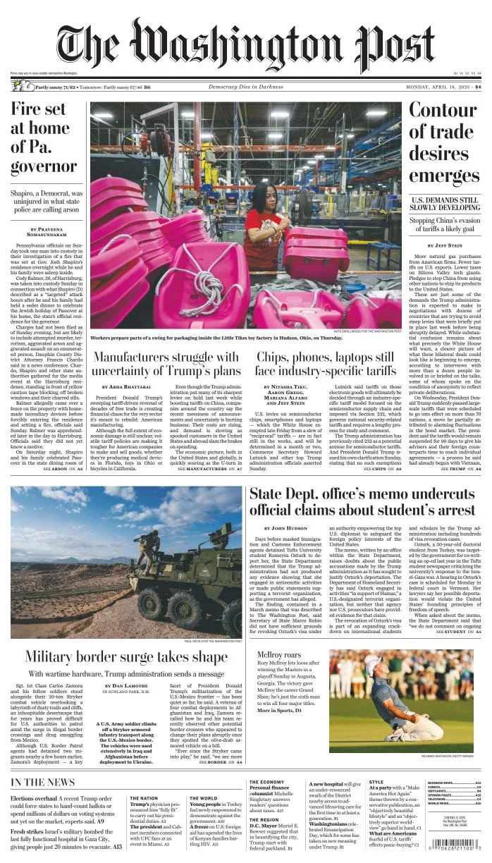 Portada de The Washington Post