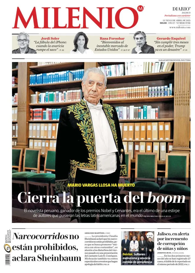 Portada de Milenio Jalisco del lunes, 14 de abril de 2025
