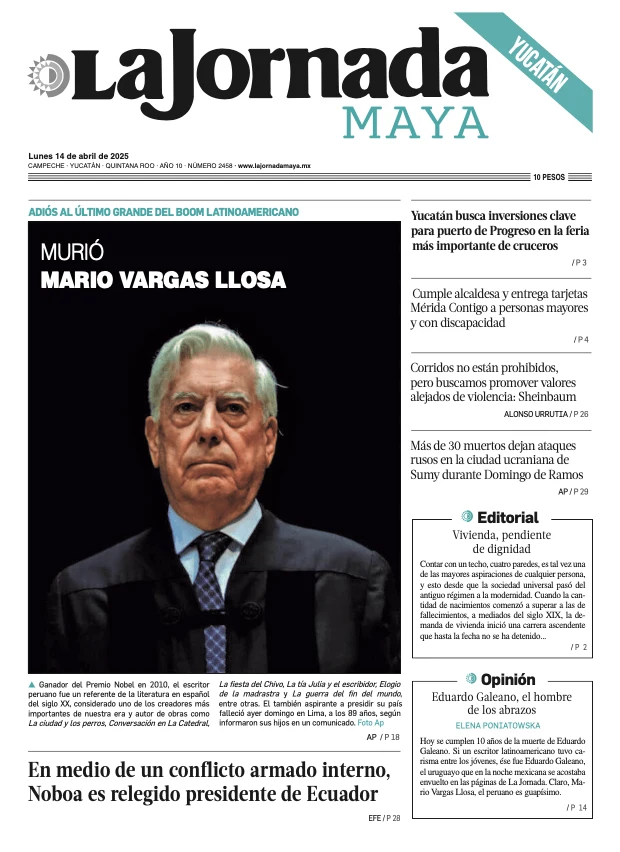 Portada de La Jornada Maya Yucatán del lunes, 14 de abril de 2025