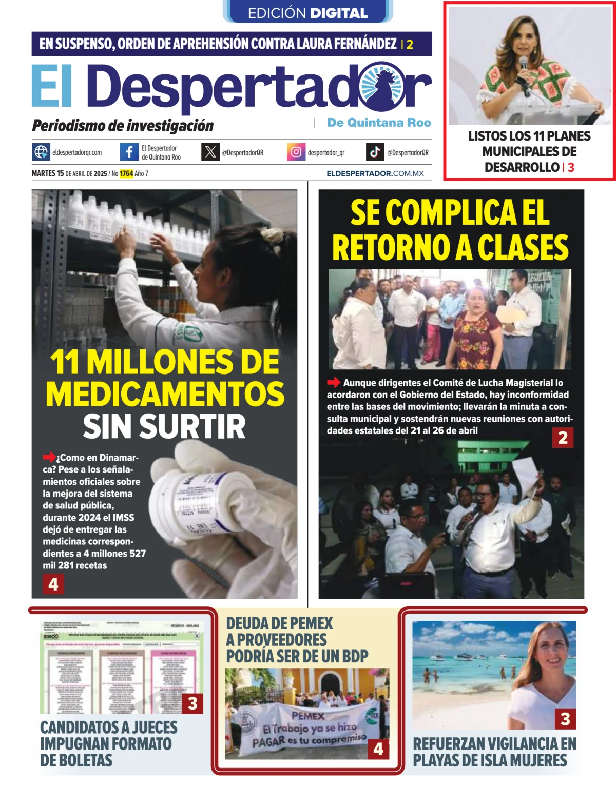 Portada de El Despertador de Quintana Roo