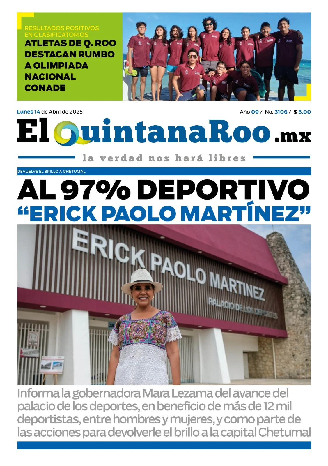 Portada de El Quintana Roo (portada)