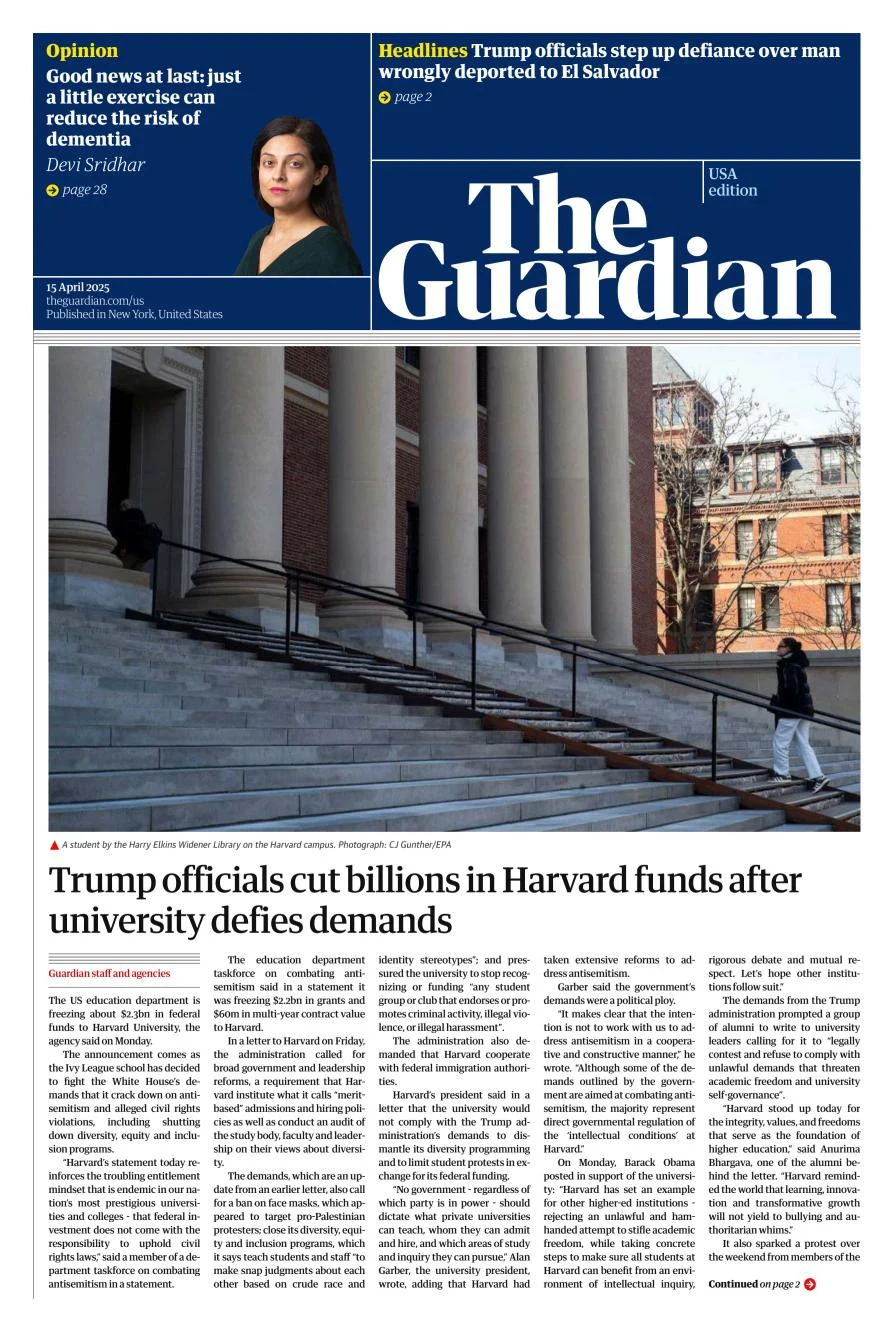 Portada de The Guardian (usa)