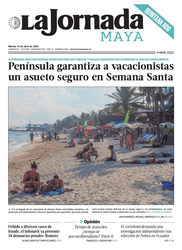 Portada de La Jornada Maya Quintana Roo del martes, 15 de abril de 2025
