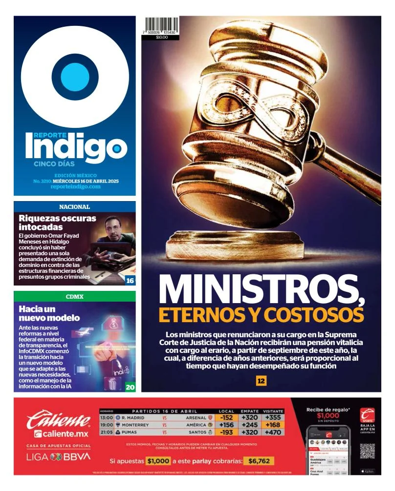 Portada de Reporte Indigo del miércoles, 16 de abril de 2025
