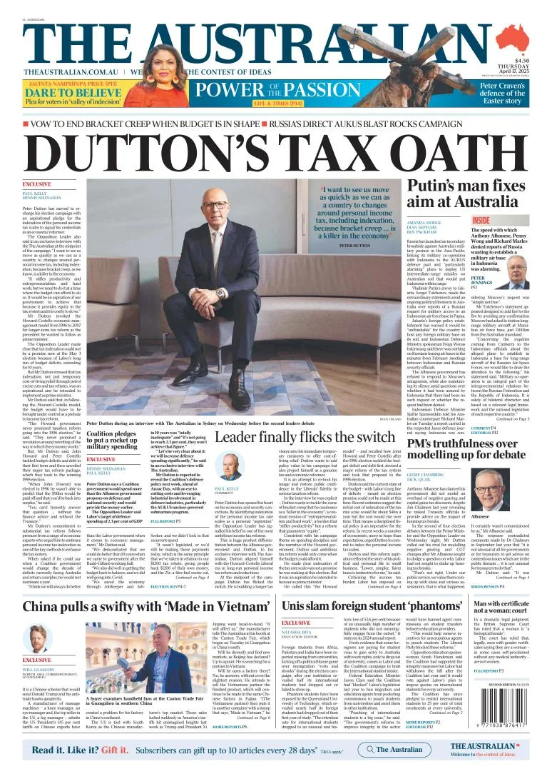 Portada de The Australian