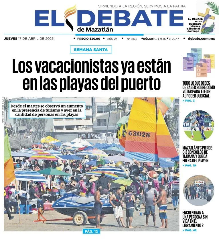 Portada de El Debate de Mazatlan