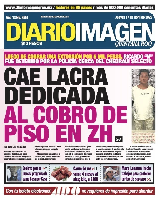 Portada de Diario Imagen Quintana Roo del jueves, 17 de abril de 2025