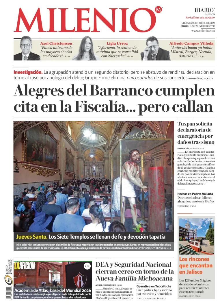 Portada de Milenio Jalisco