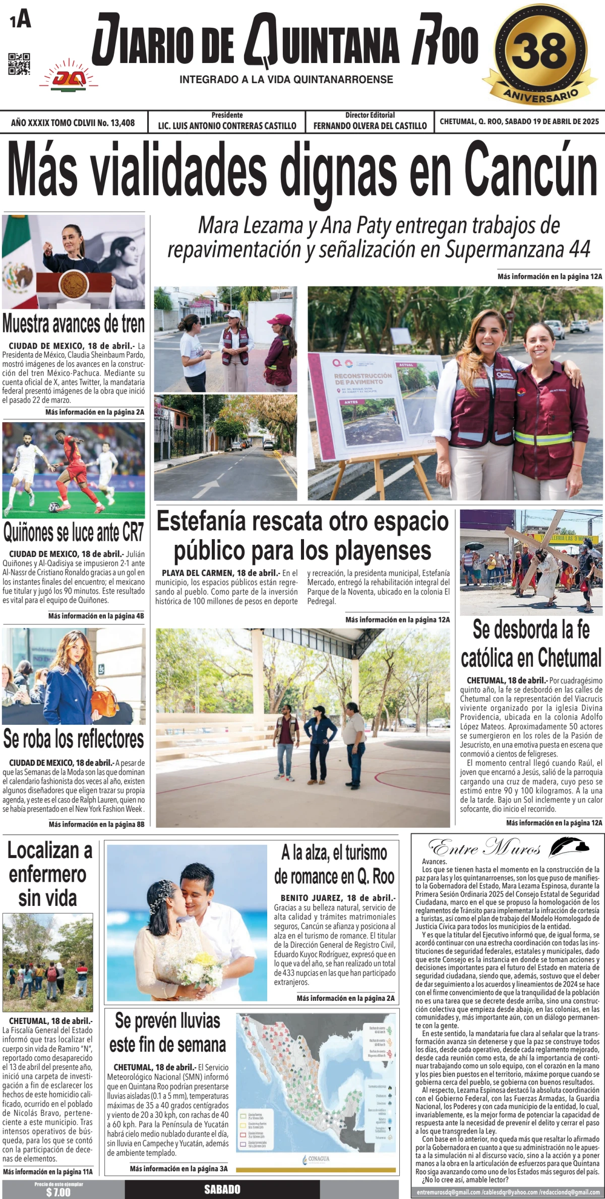 Portada de Diario de Quintana Roo (portada)