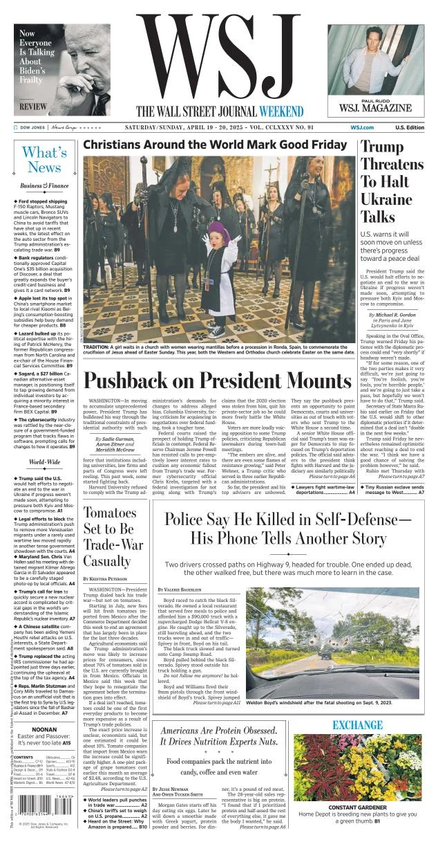 Portada de The Wall Street Journal