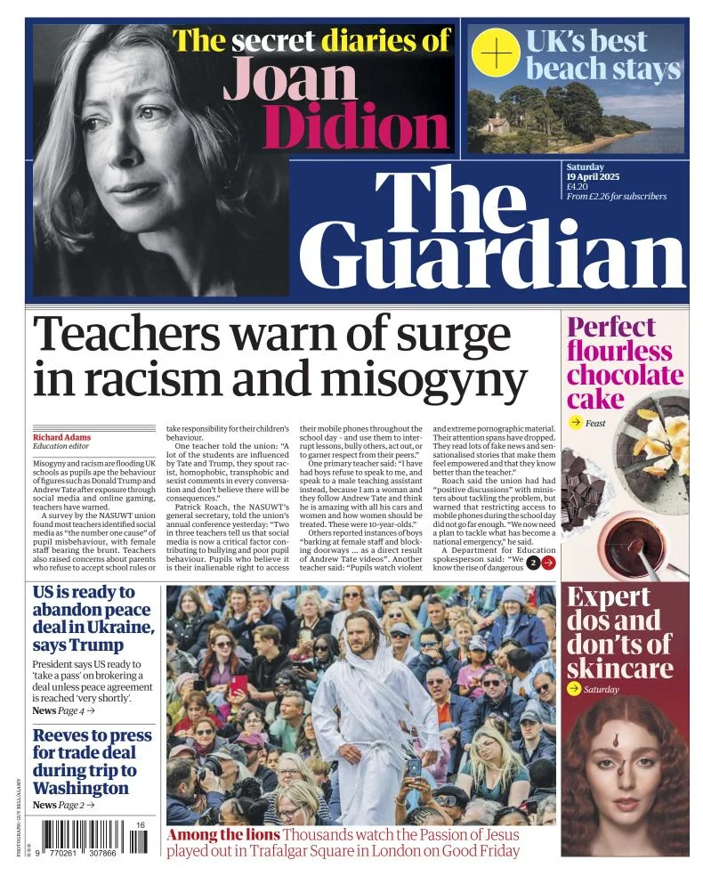 Portada de The Guardian (reino Unido)