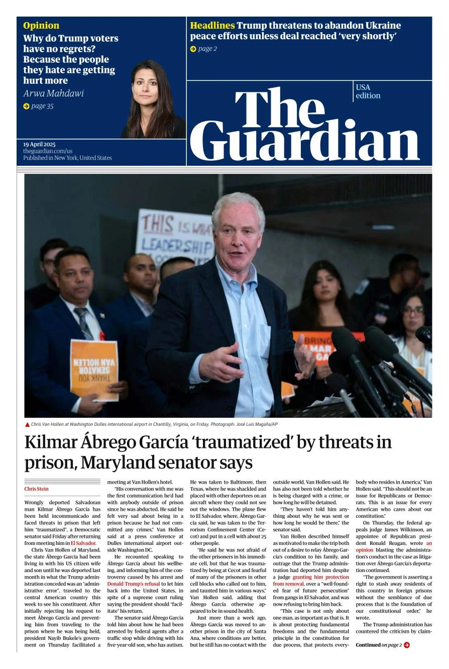 Portada de The Guardian (usa)