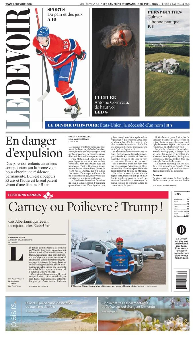 Portada de Le Devoir