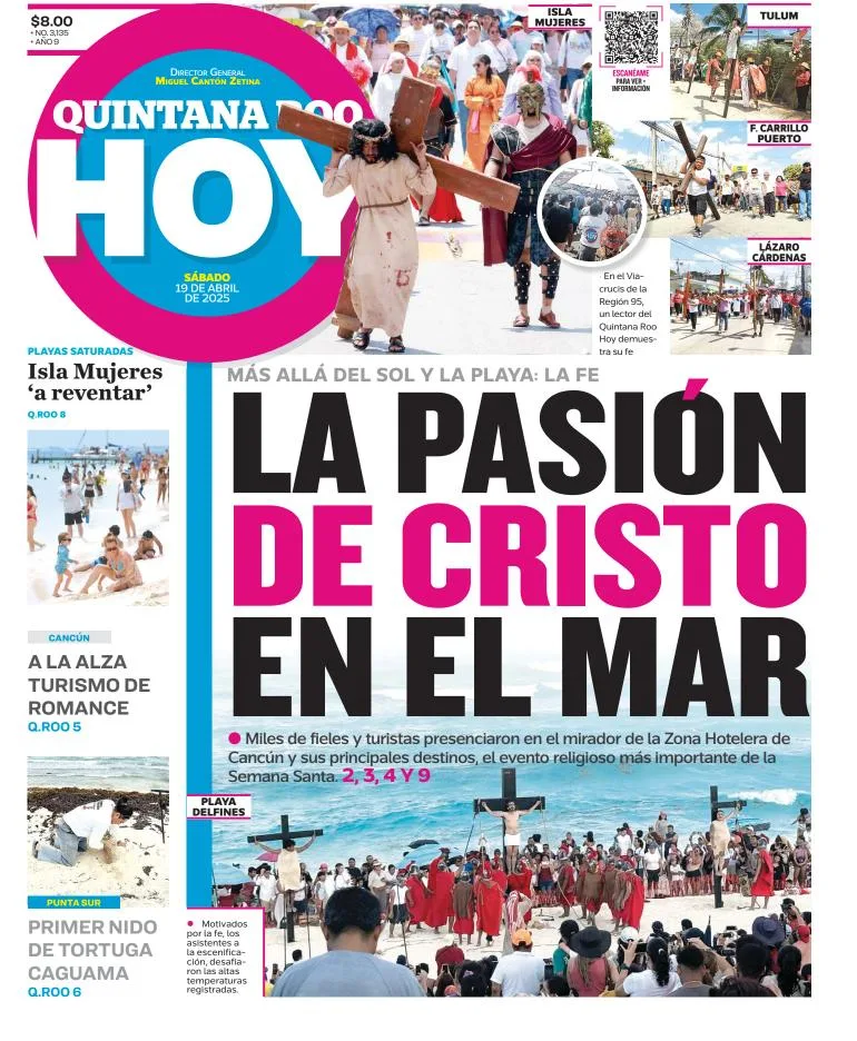 Portada de Quintana Roo Hoy del sábado, 19 de abril de 2025
