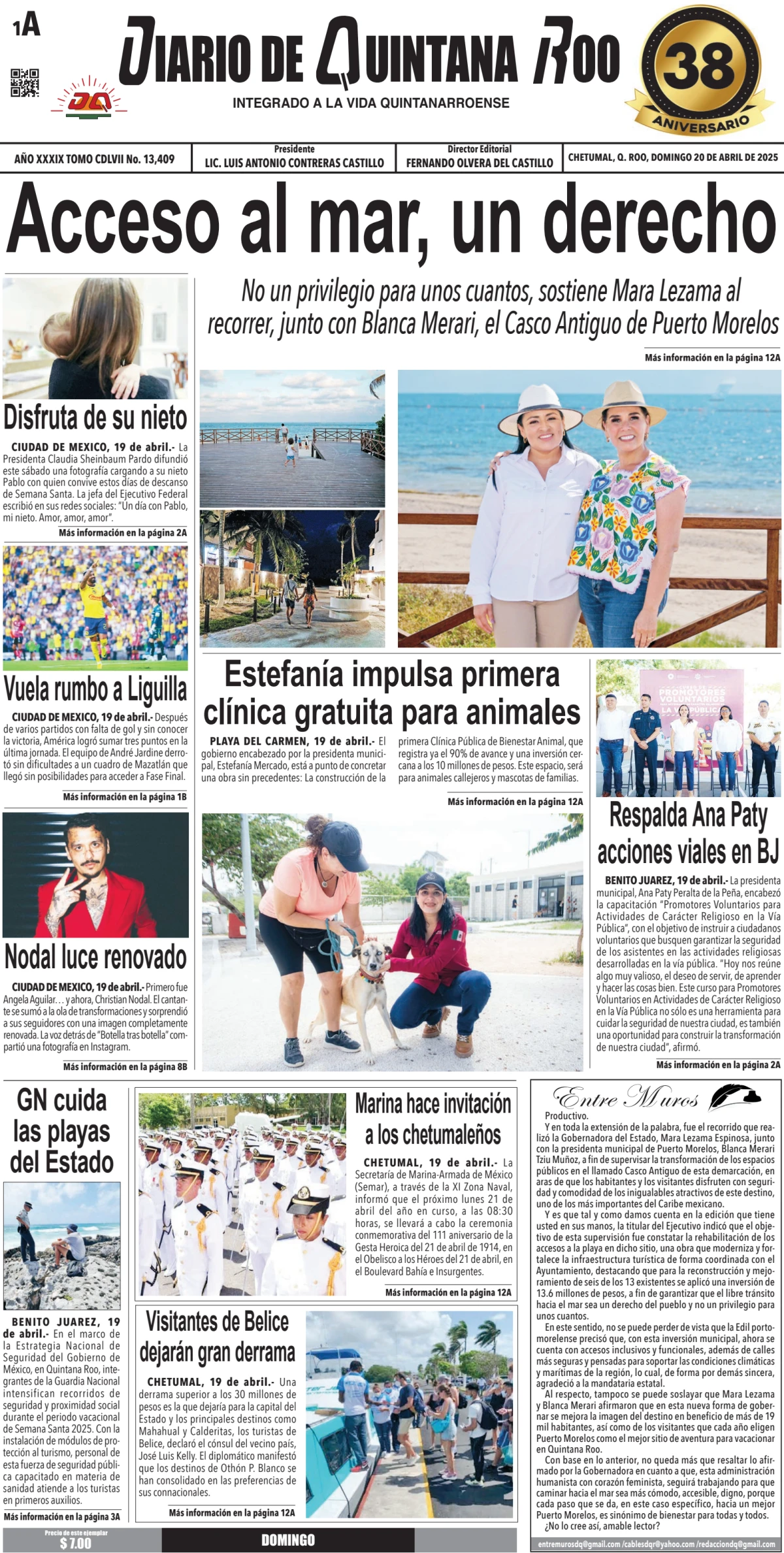Portada de Diario de Quintana Roo (portada)