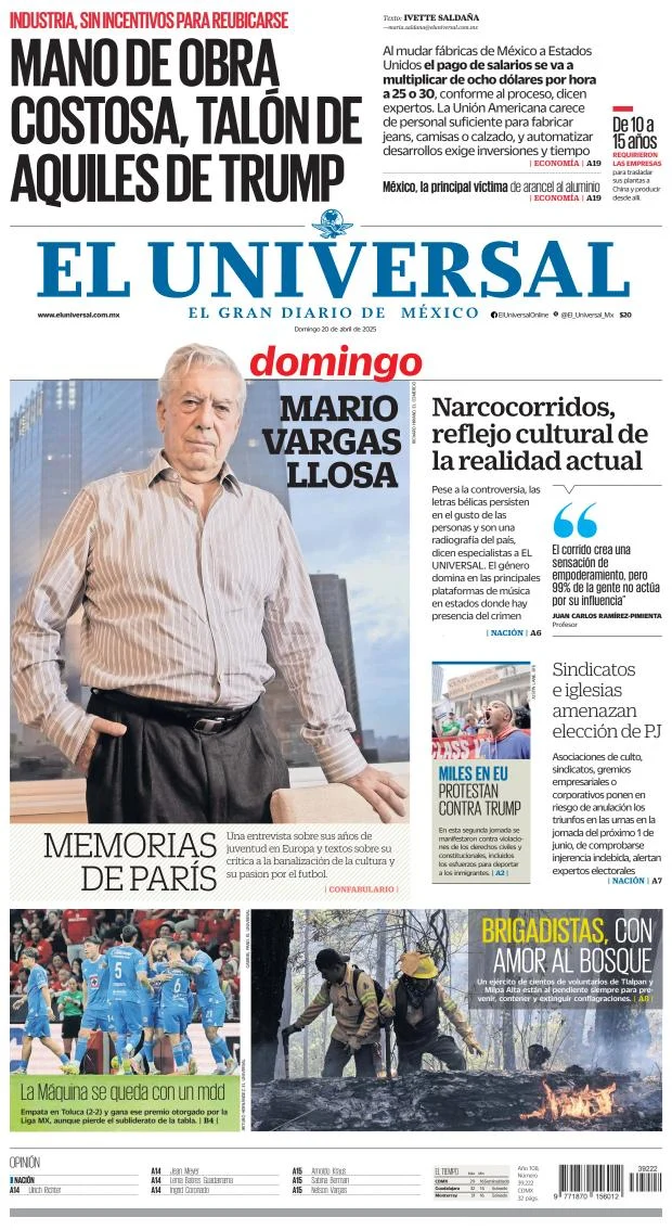 Portada de El Universal