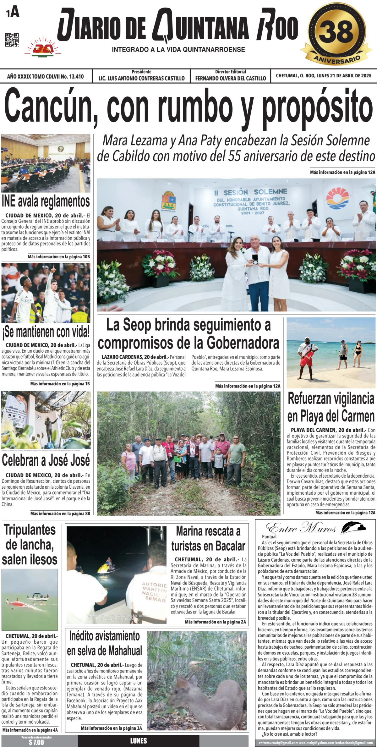 Portada de Diario de Quintana Roo (portada)