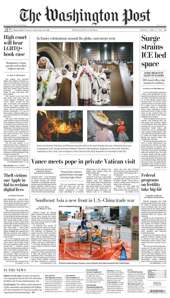 Portada de The Washington Post