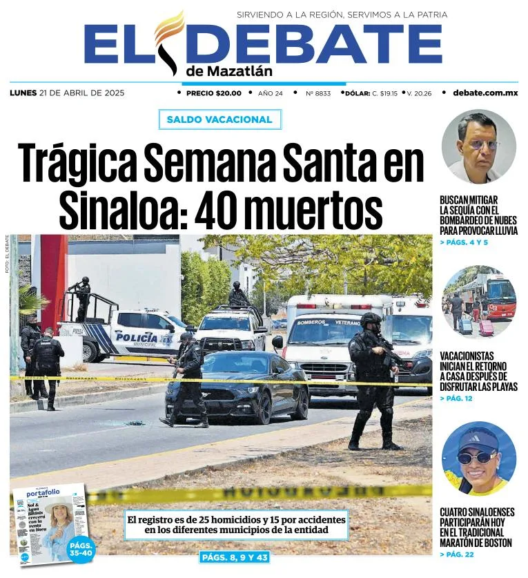 Portada de El Debate de Mazatlan
