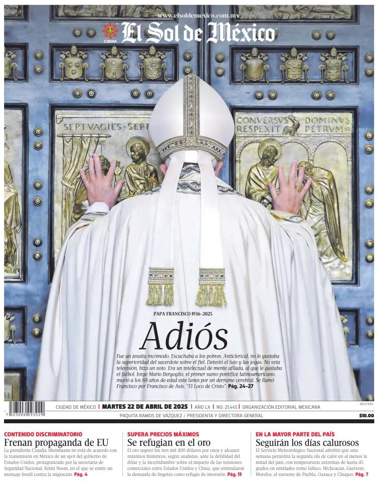 Portada de El Sol de Mexico