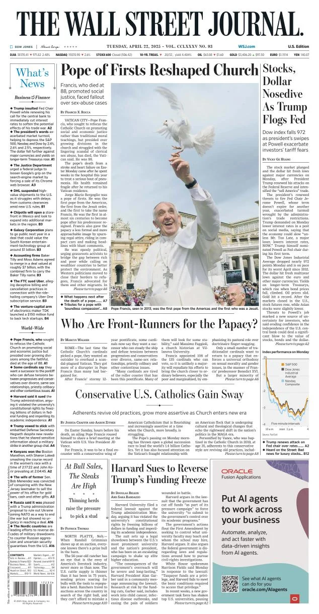 Portada de The Wall Street Journal