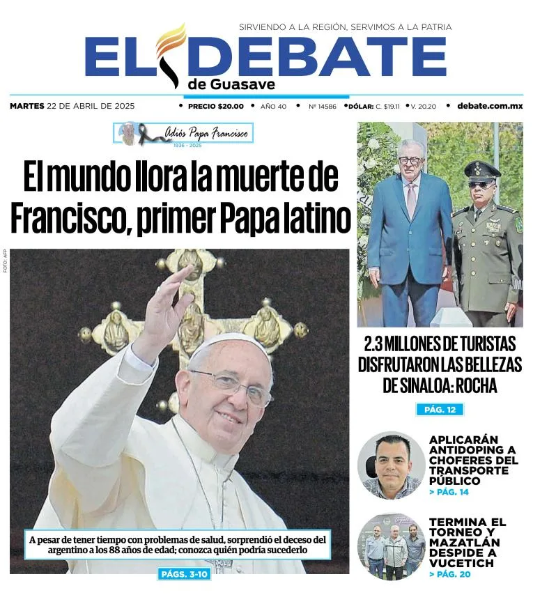 Portada de El Debate de Guasave del martes, 22 de abril de 2025