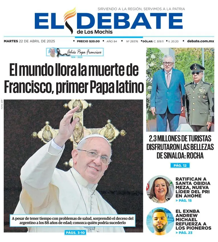 Portada de El Debate de los Mochis del martes, 22 de abril de 2025
