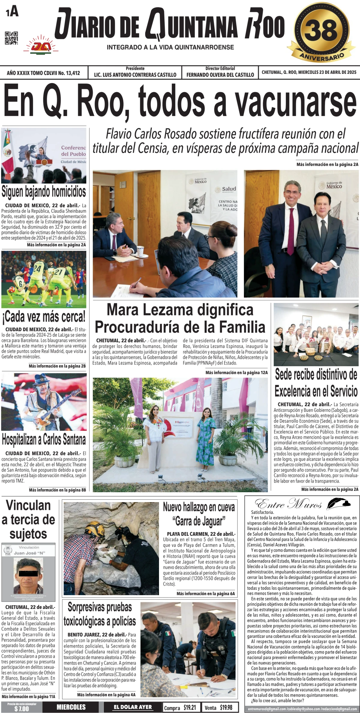 Portada de Diario de Quintana Roo (portada)