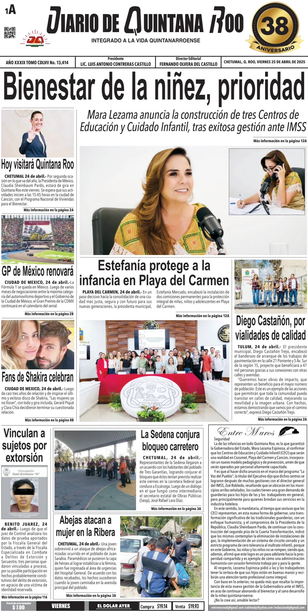 Portada de Diario de Quintana Roo (portada)