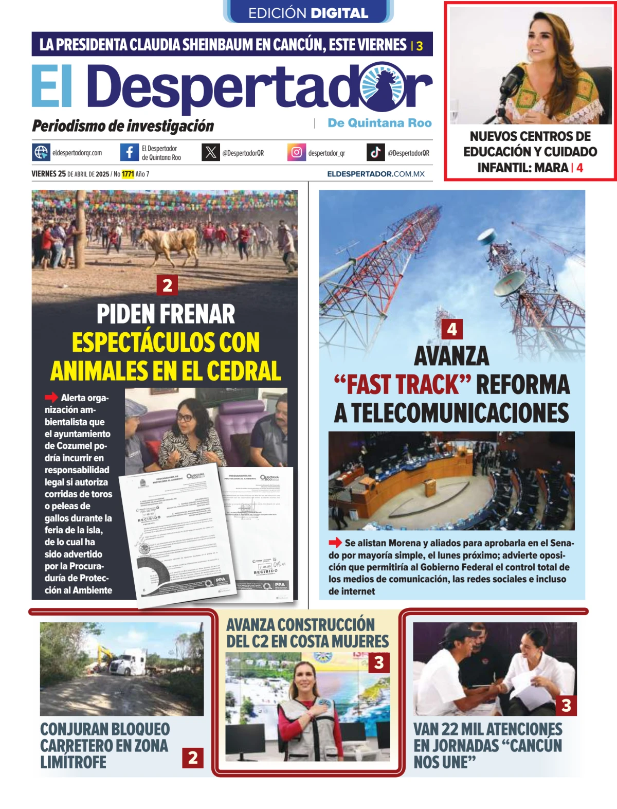 Portada de El Despertador de Quintana Roo