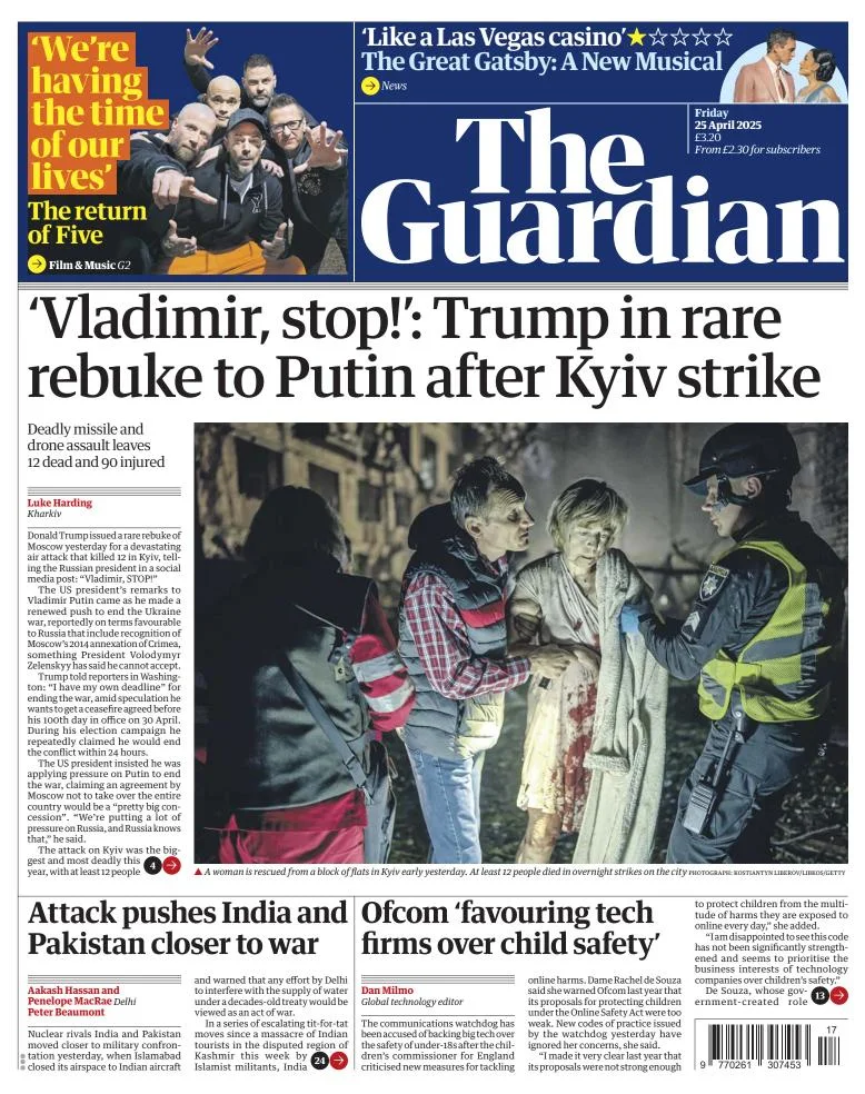 Portada de The Guardian (reino Unido)