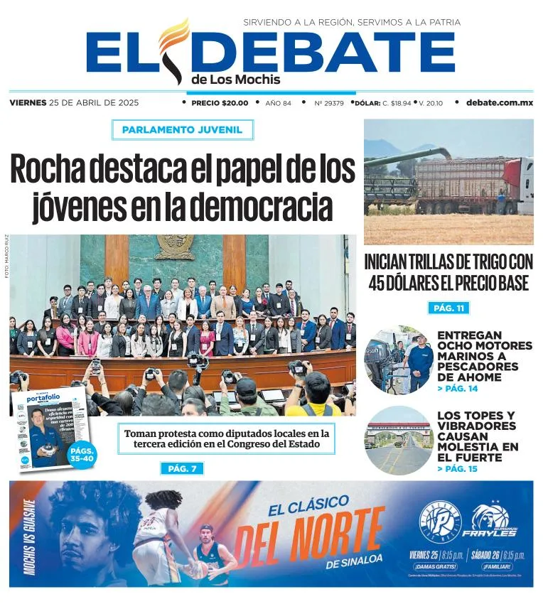 Portada de El Debate de los Mochis del viernes, 25 de abril de 2025
