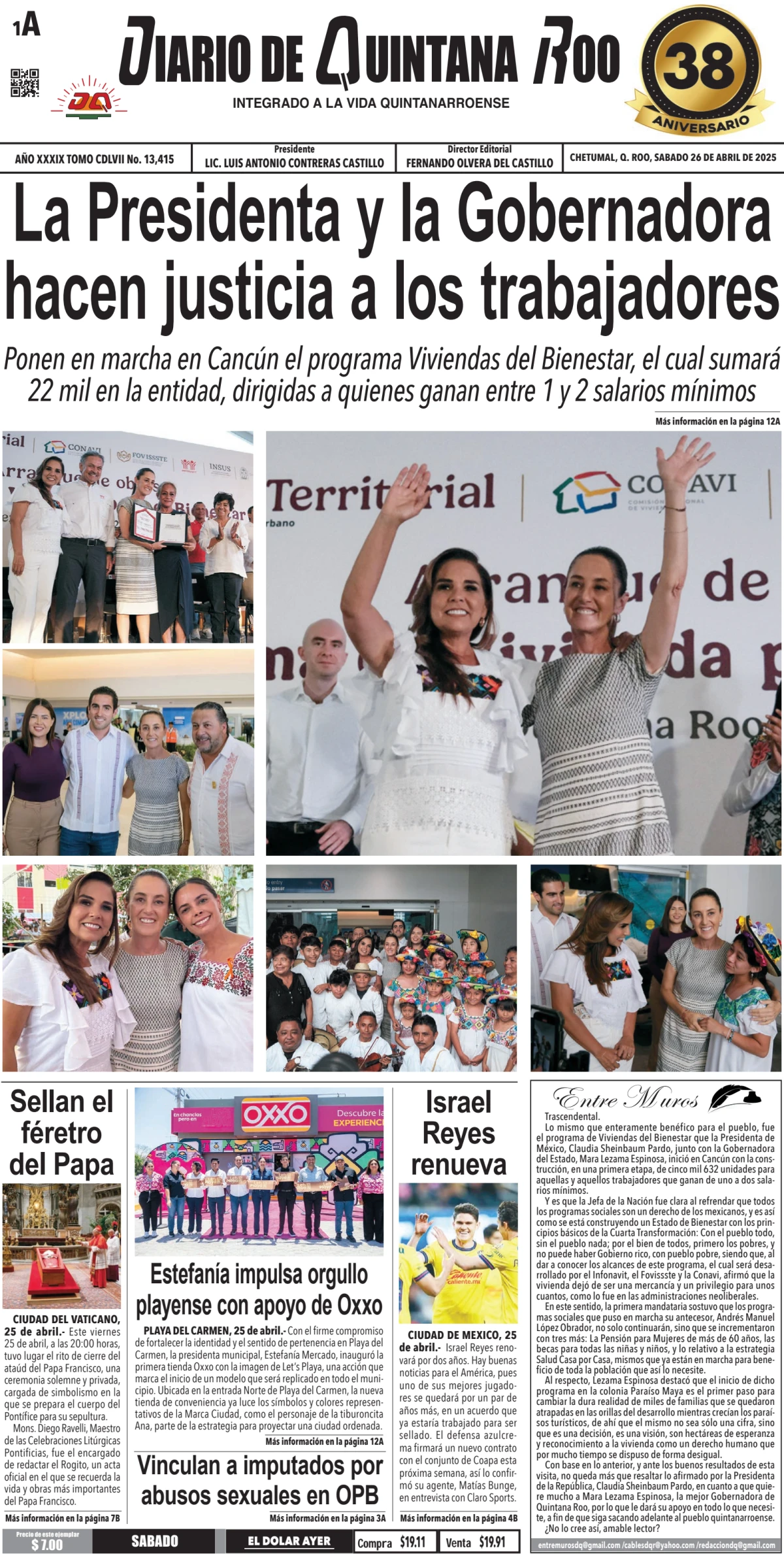 Portada de Diario de Quintana Roo (portada)