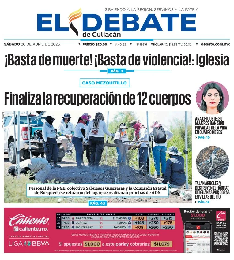 Portada de El Debate de Culiacan