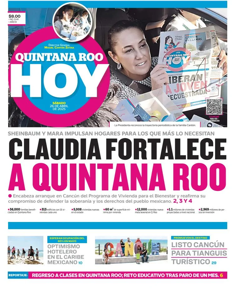 Portada de Quintana Roo Hoy del sábado, 26 de abril de 2025