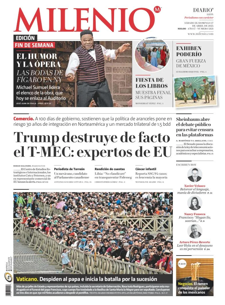Portada de Milenio Leon del sábado, 26 de abril de 2025