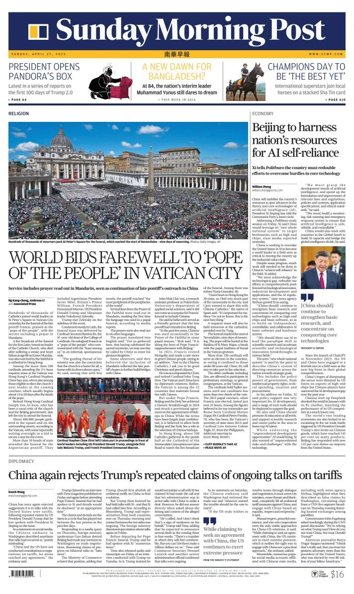 Portada de South China Morning Post
