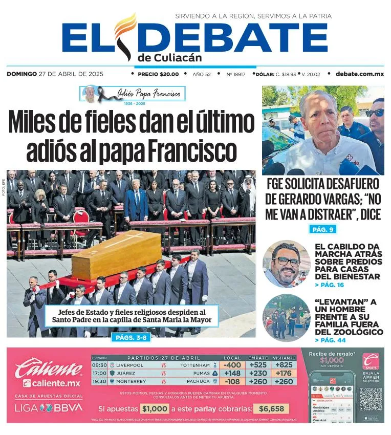 Portada de El Debate de Culiacan